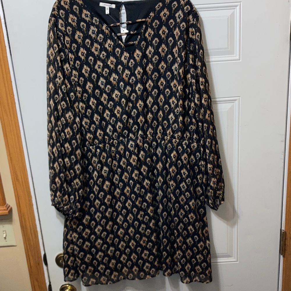 Black and Tan Patterned Dress‎ 2X NWT